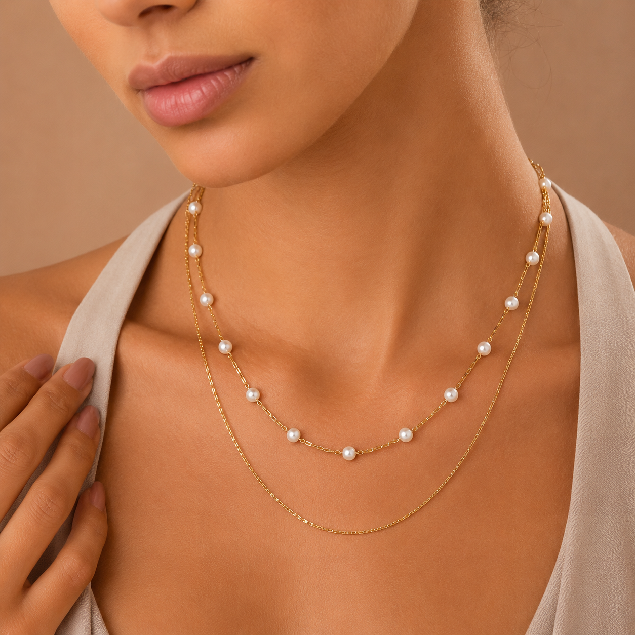 Demi Fine Double Layer Pearl Necklace