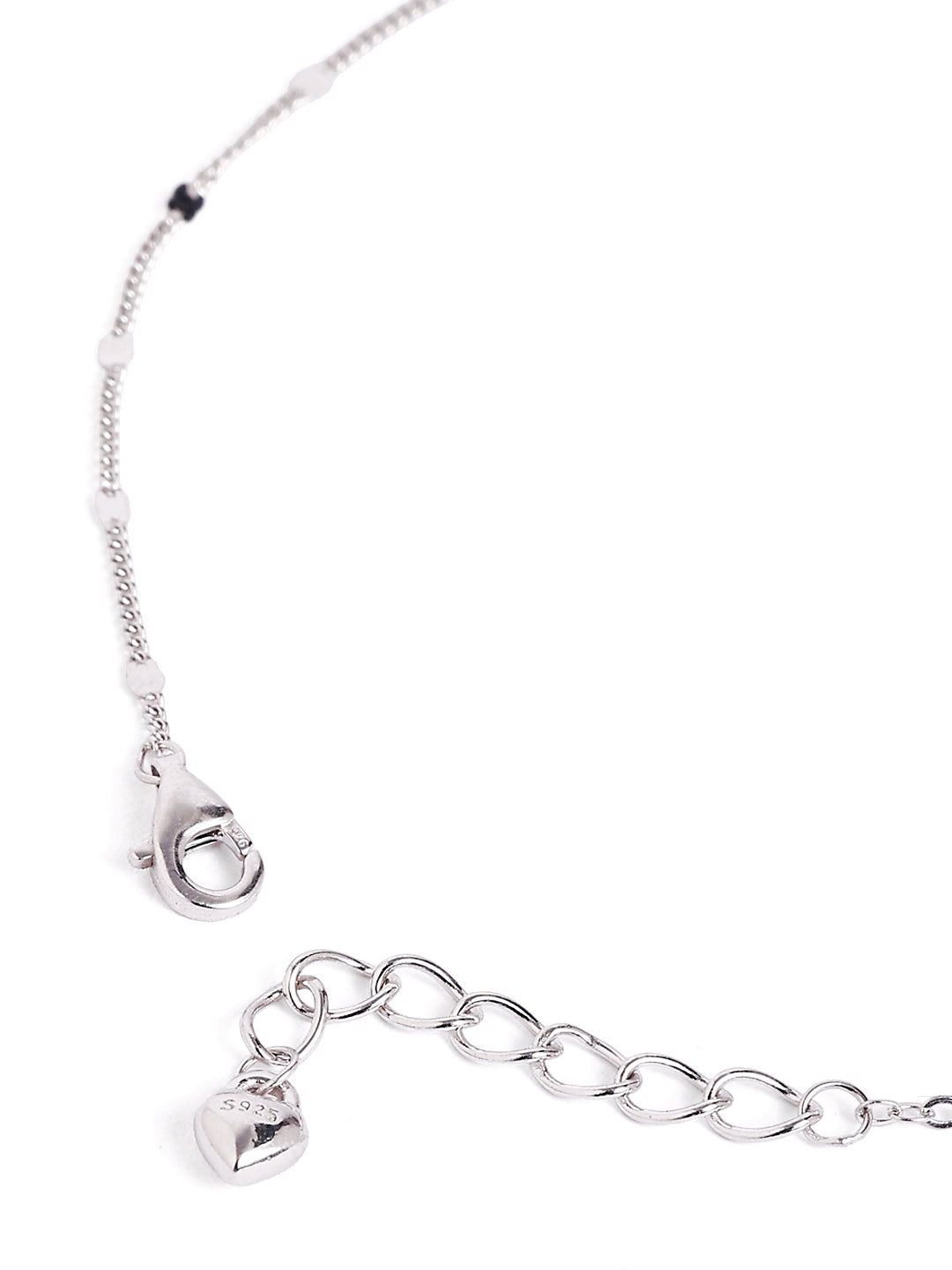 925 sterling silver anklet for women with charms, adjustable chain, and elegant design