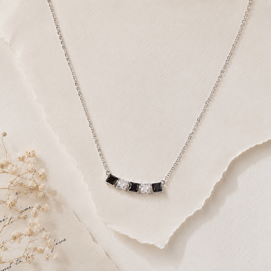 Silver Midnight Prism Five-Stone Bar Necklace