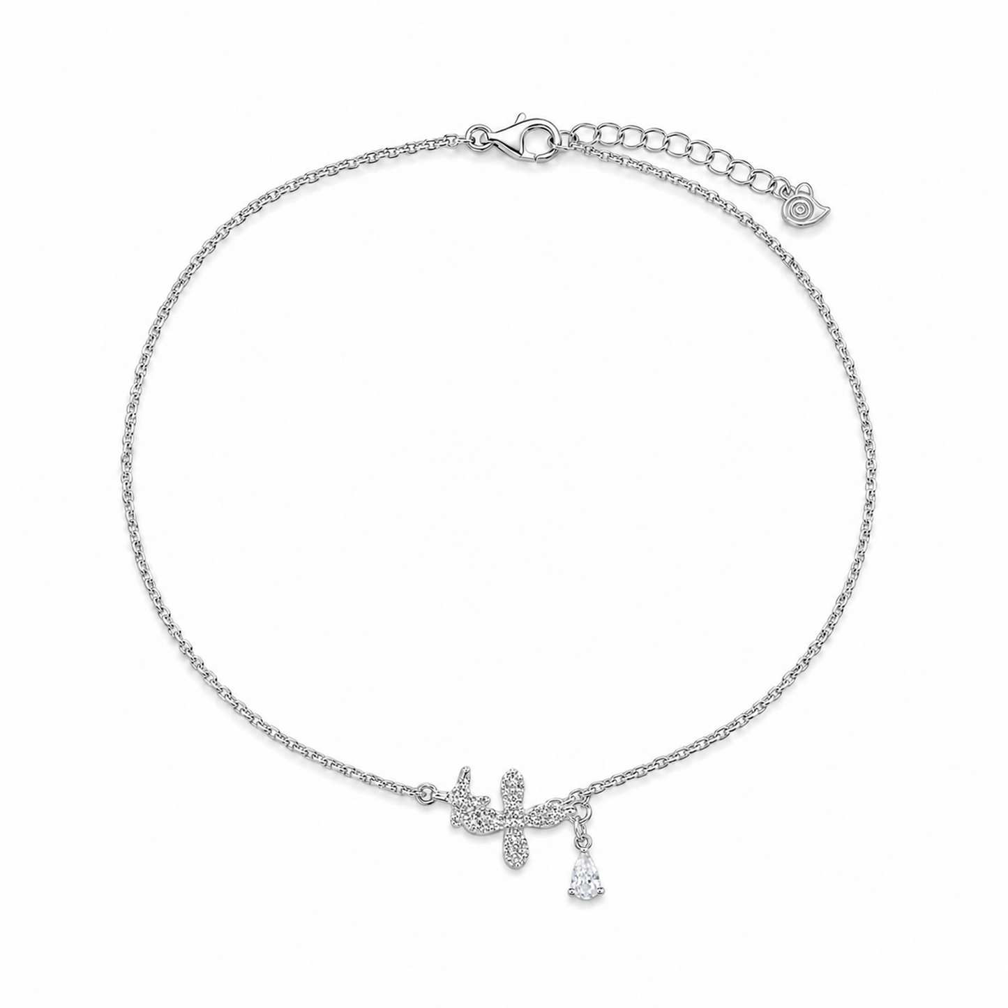 Silver Dragonfly Charm Anklet