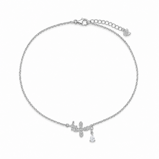 Silver Dragonfly Charm Anklet