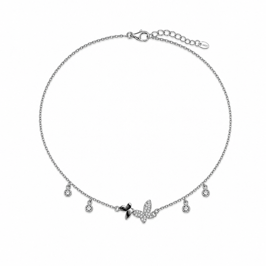 Silver Butterfly Charm Anklet
