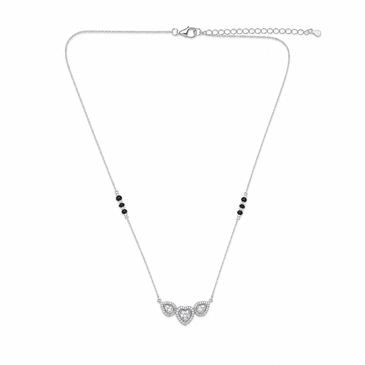 Silver Triple Heart Halo Mangalsutra