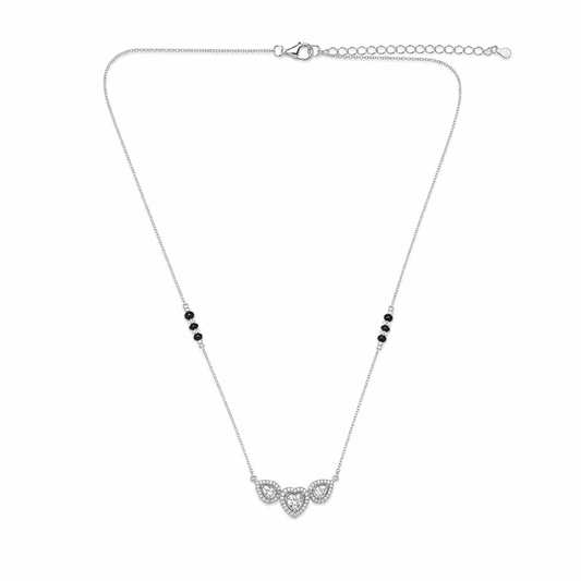 Silver Triple Heart Halo Mangalsutra