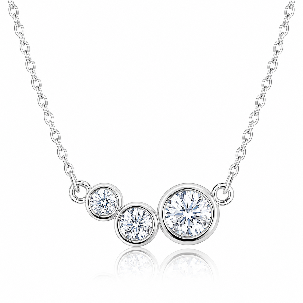 Silver Three-Stone Necklace