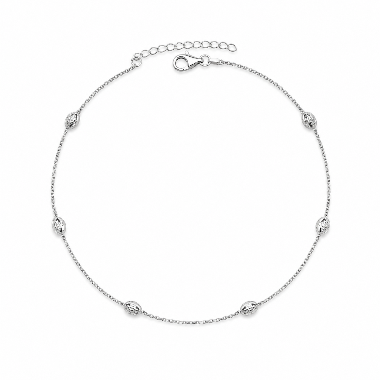 Silver Delicate Oval Anklet