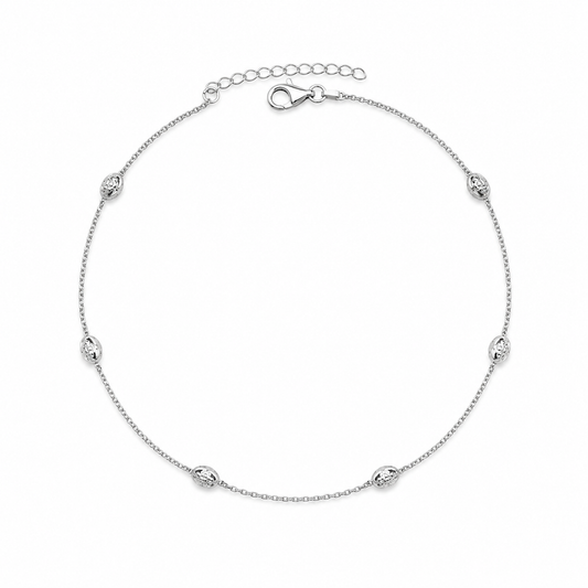 Silver Delicate Oval Anklet