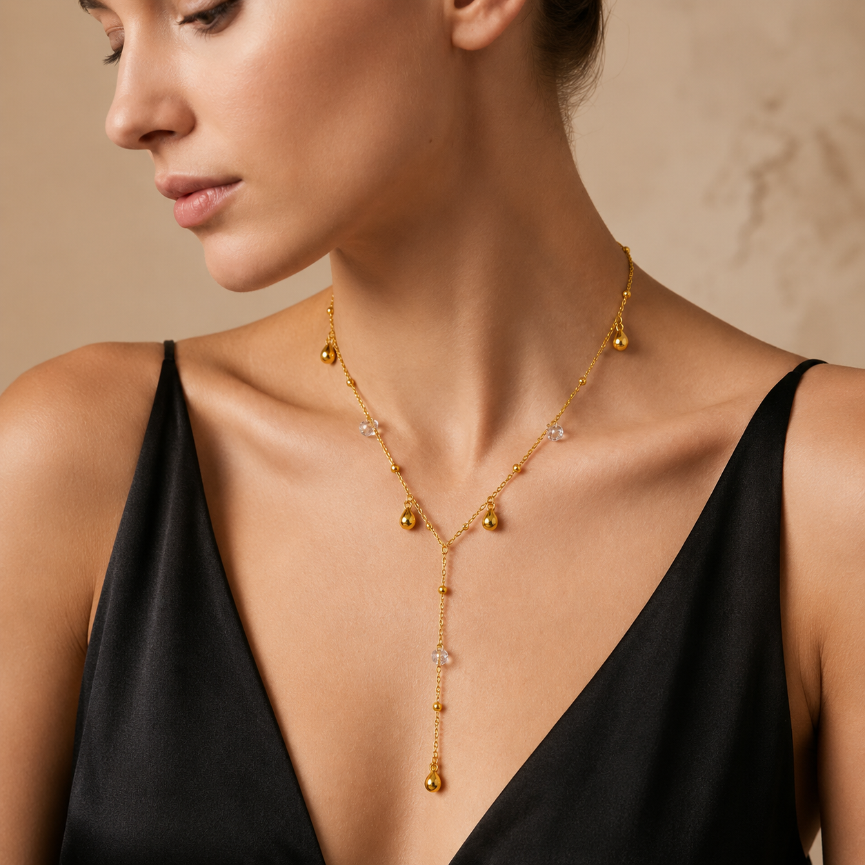 Demi-Fine Gold Layered Lariat Necklace