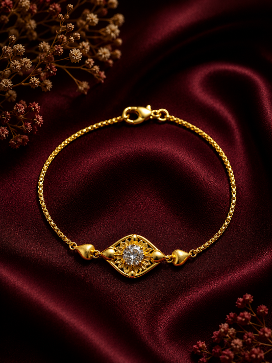 9K Gold Floral Diamond Bracelet