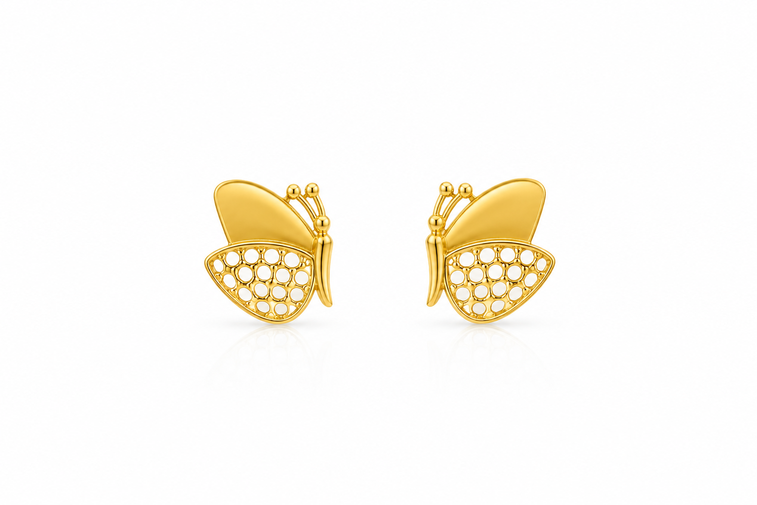 9K Gold Butterfly Stud Earrings
