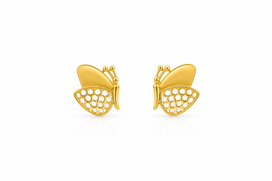 9K Gold Butterfly Stud Earrings