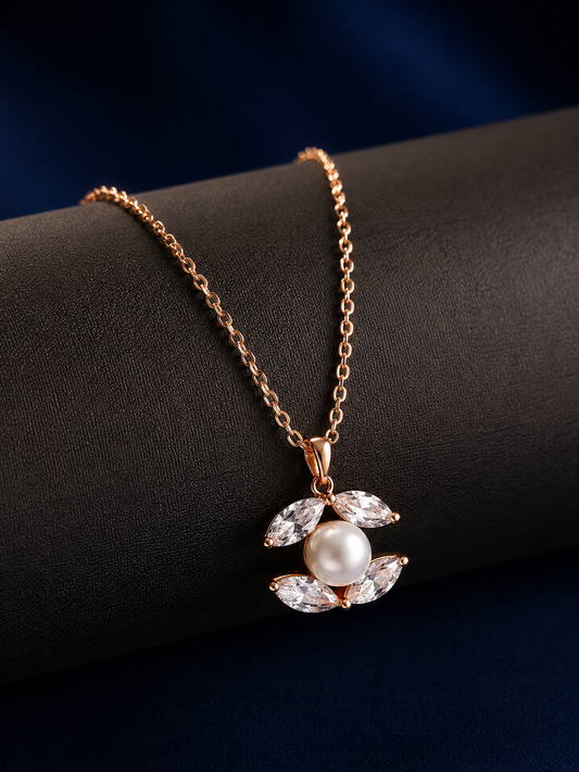 925 Silver Rose Pearl Petal Necklace