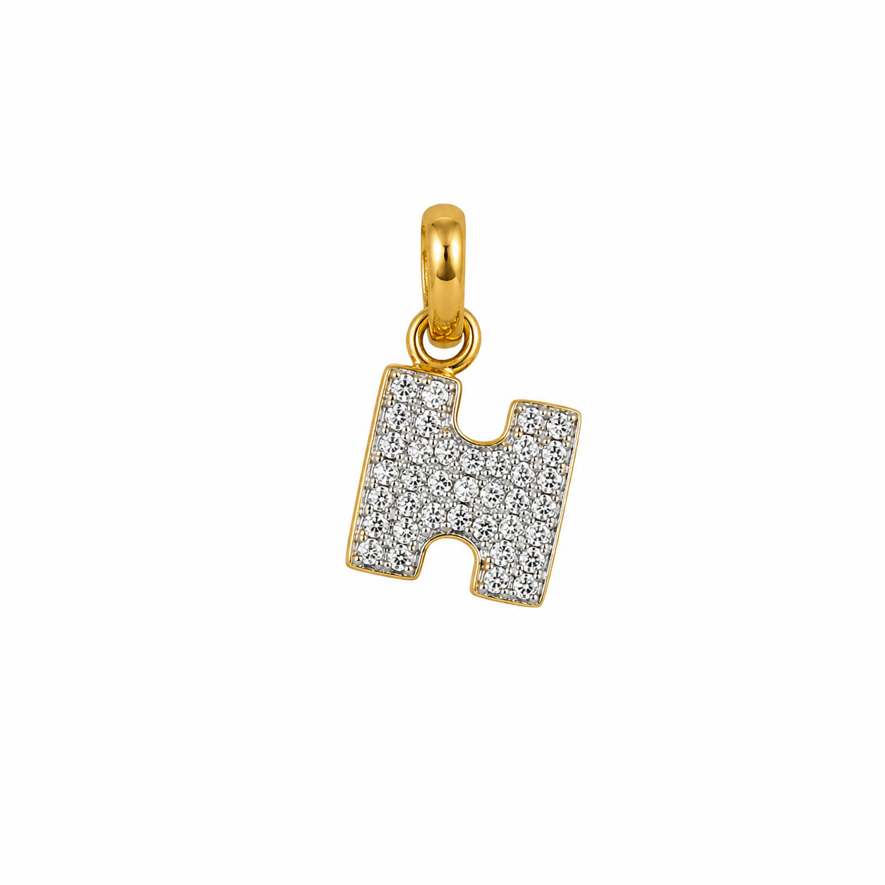 9K Gold Diamond Letter H Initial Pendant