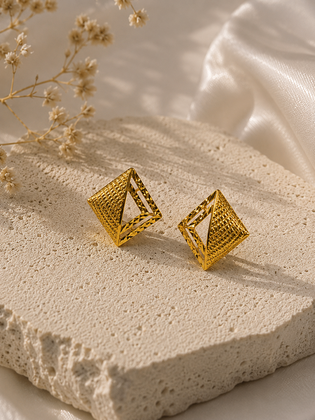 Textured 9 Karat Gold Earrings