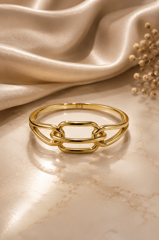 9K Gold Chain Link Ring (Size - 13)