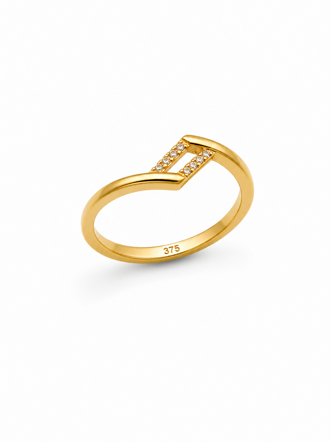 9K Gold Diamond Accent Chevron Ring (Size - 12)