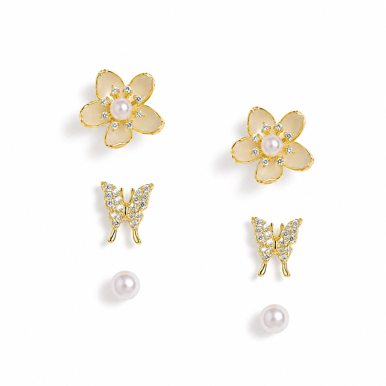 Silver Delicate Trio Stud Set of 3