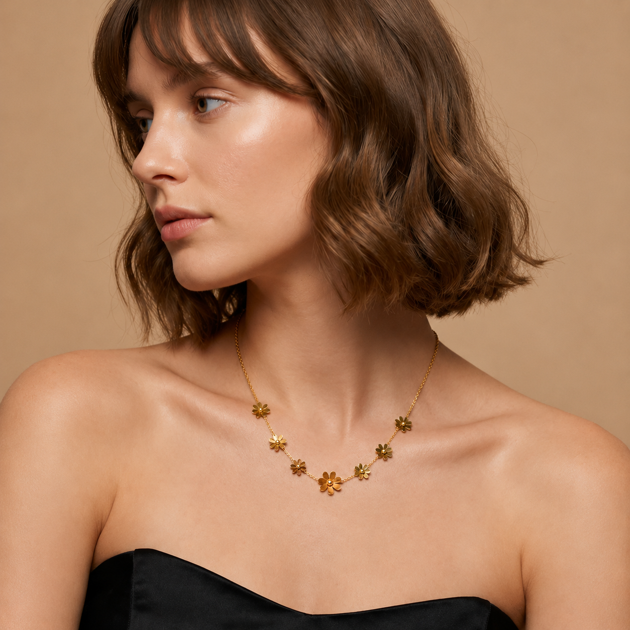 Demi Fine Golden Daisy Necklace