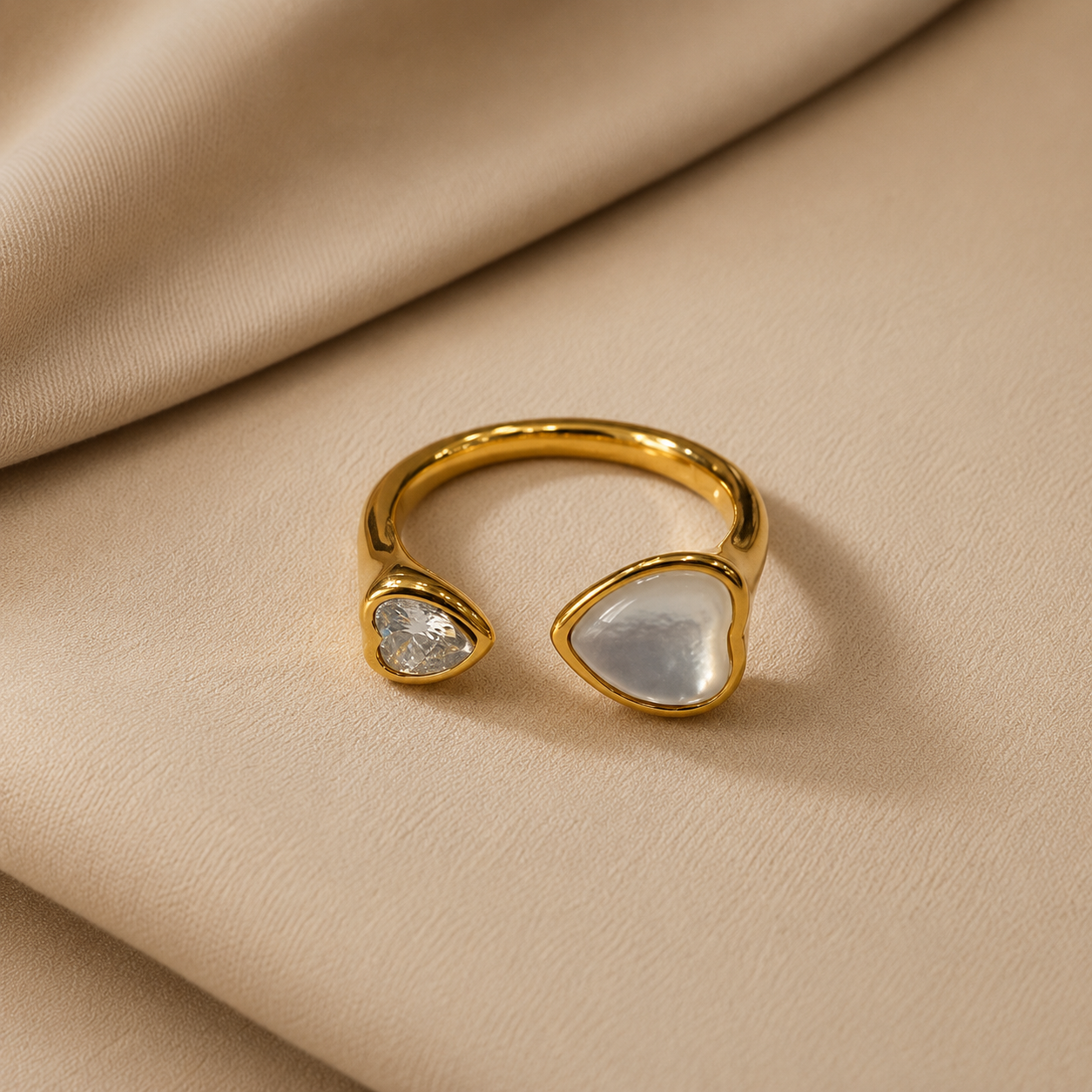 Demi Fine Dual Heart Open Ring