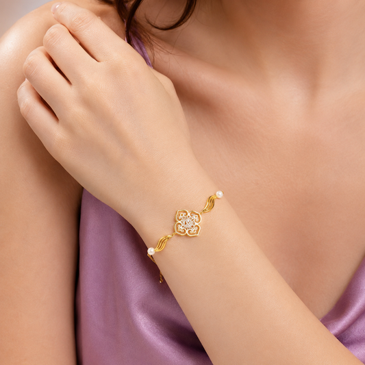 925 Silver Delicate Vintage Flower Bracelet