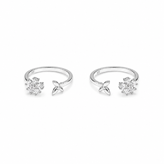 925 Silver Flower Petal Toe Ring