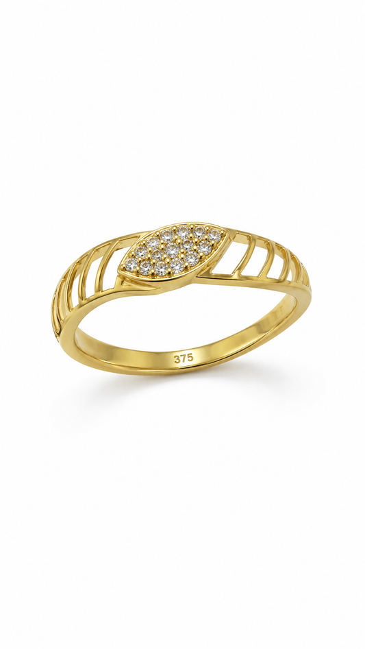 9K Gold Diamond Eye Ring (Size - 11)