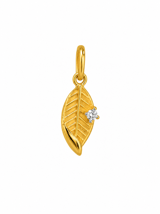 9K Gold Leaf Charm Pendant