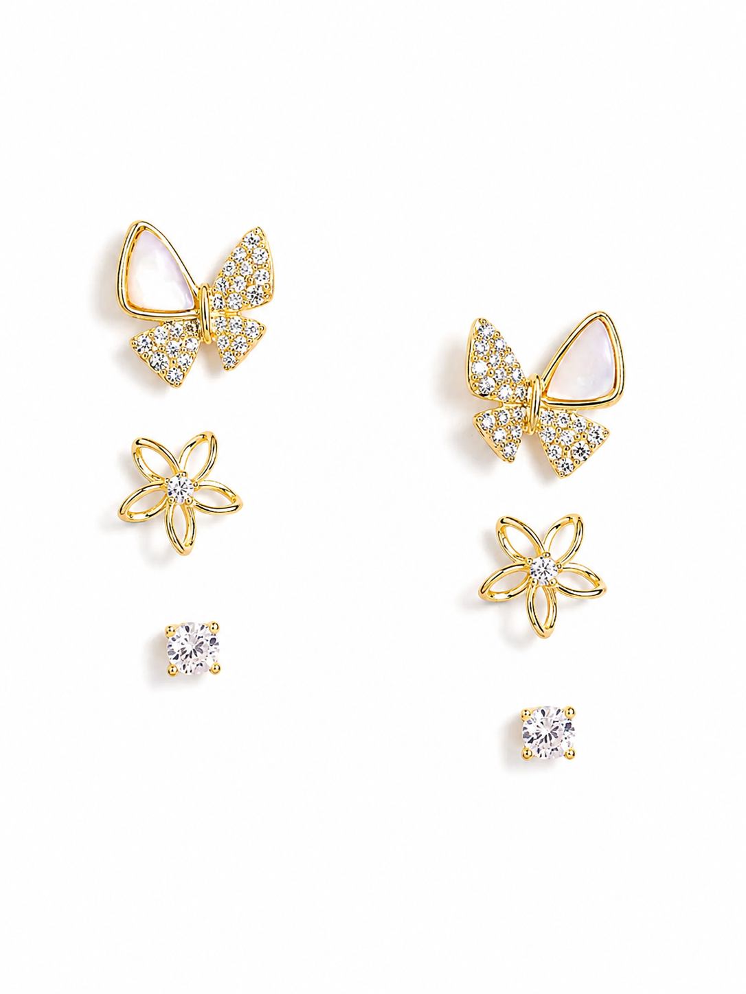 Silver Elegant Triple Stud Set of 3