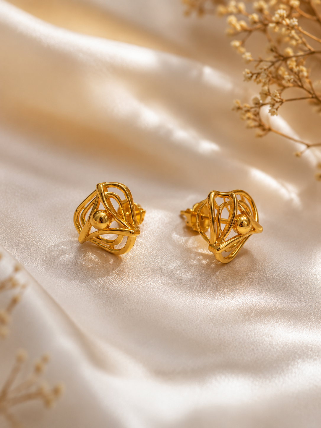 9K Gold Geometric Stud Earrings