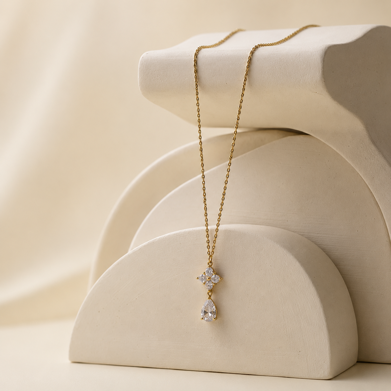 Demi Fine Floral Teardrop Sparkle Necklace