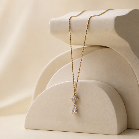 Demi Fine Floral Teardrop Sparkle Necklace