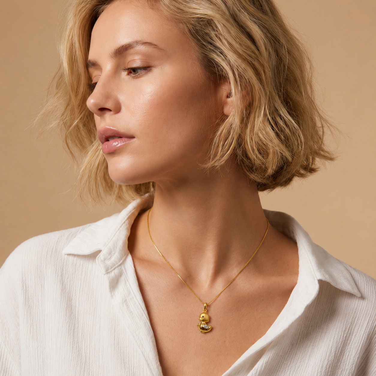 9K Gold Diamond Duck Pendant