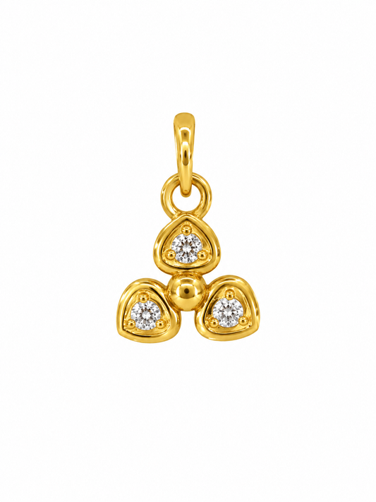 9K Gold Triple Spark Floral Pendant