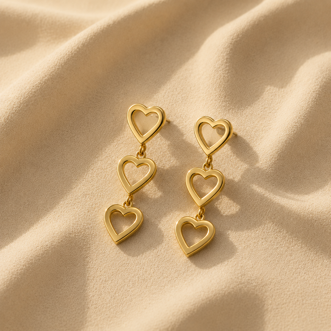 Demi Fine Amour Triple Heart Drop Earrings
