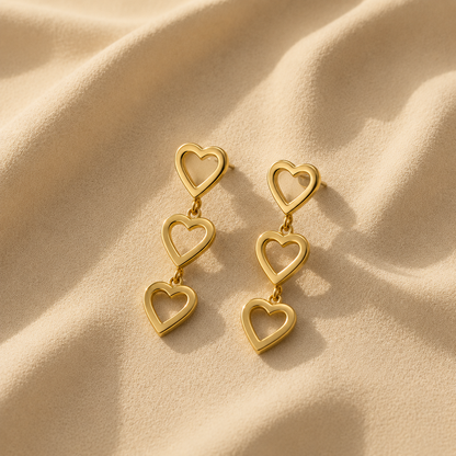 Amour Triple Heart Drop Earrings