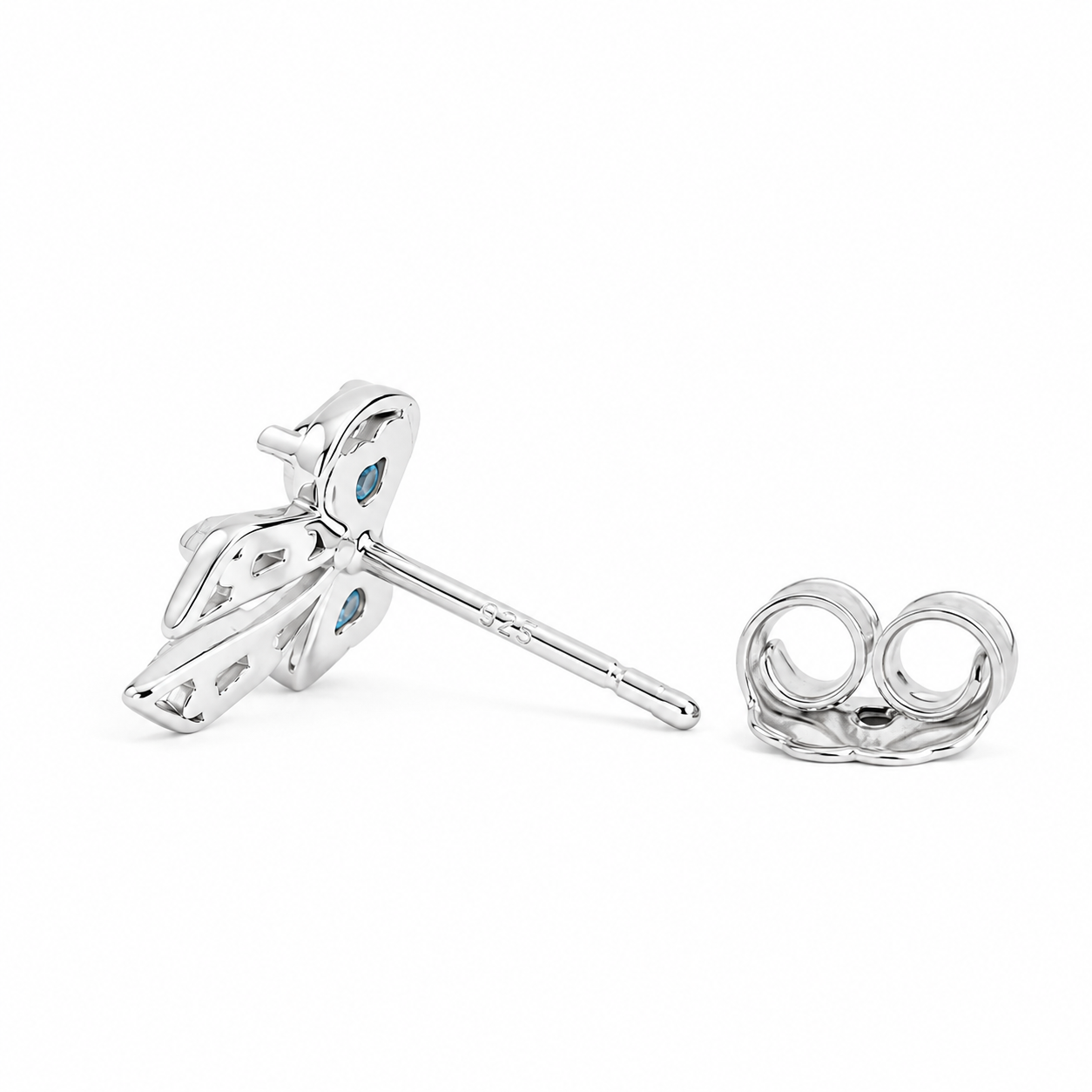 Silver Bow Babe Sky Blue Studs