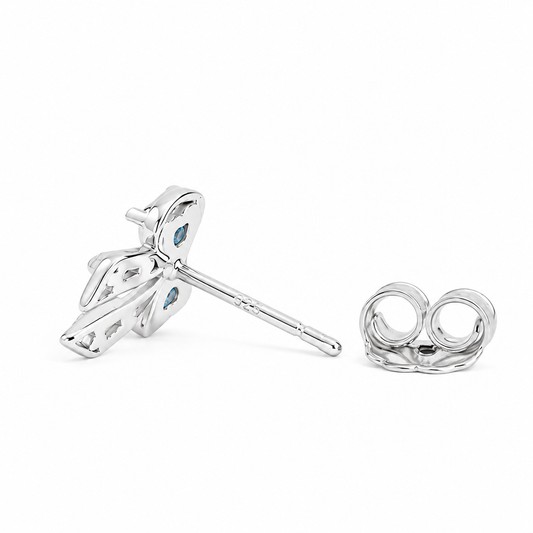 Silver Bow Babe Sky Blue Studs