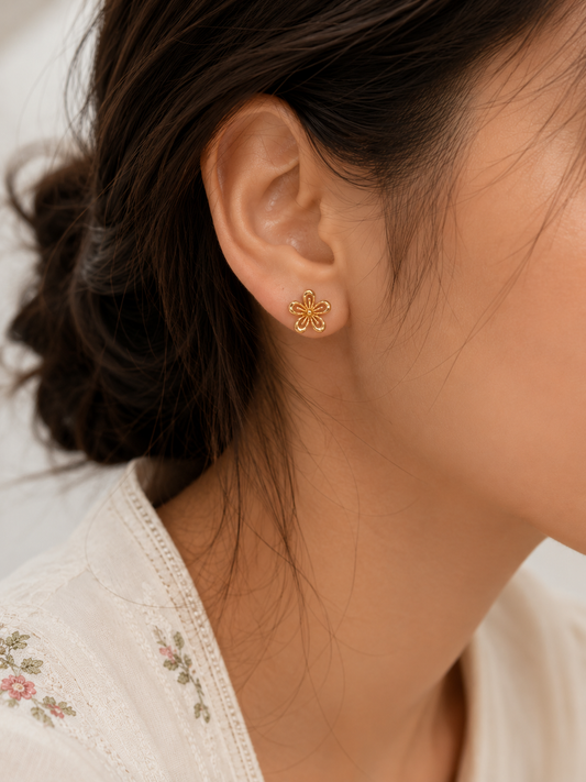 9K Gold Floral Earrings