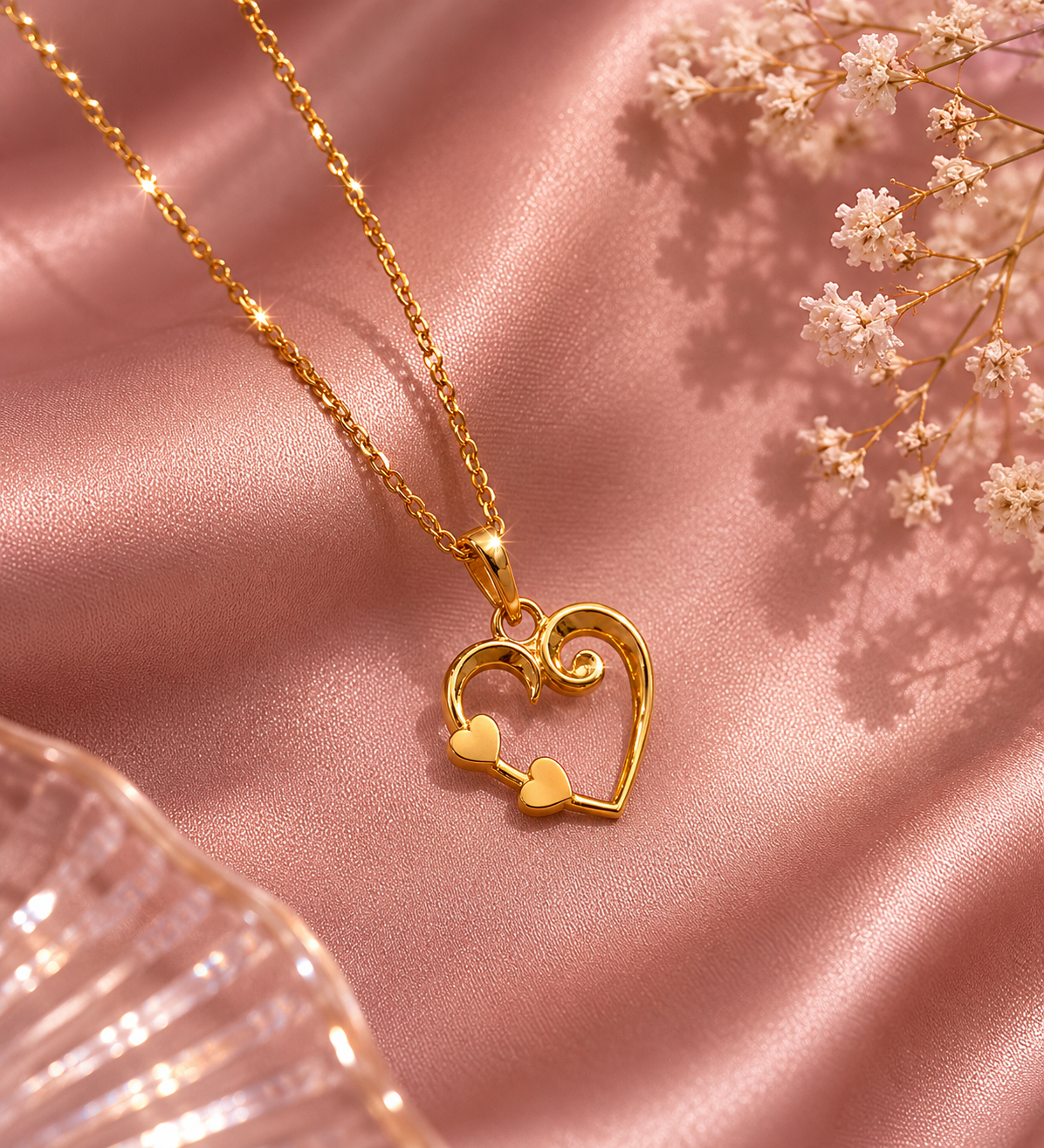 9K Gold Open Heart Love Pendant