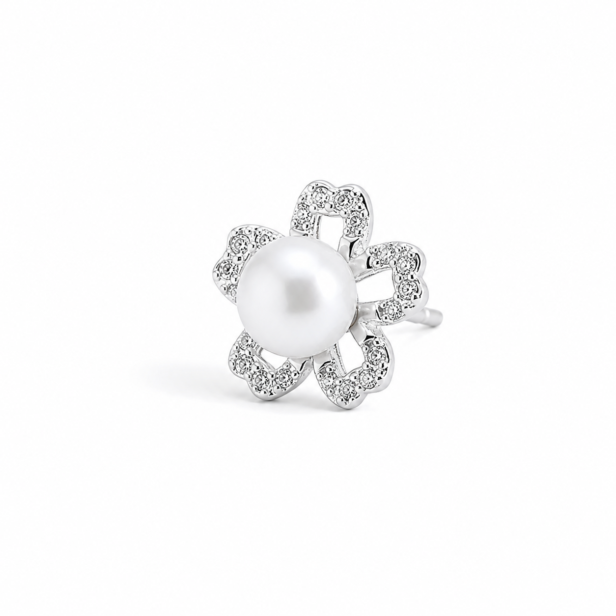 Silver Flora Pearl Glow Studs