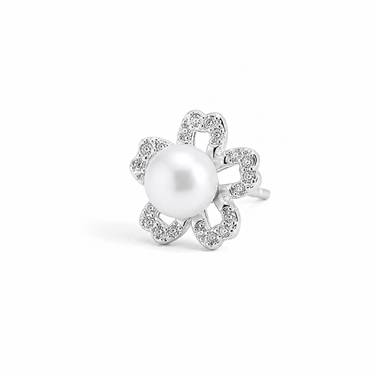 Silver Flora Pearl Glow Studs