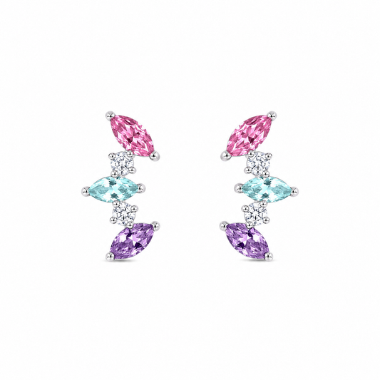 Silver Pastel Marquise Stud Earrings