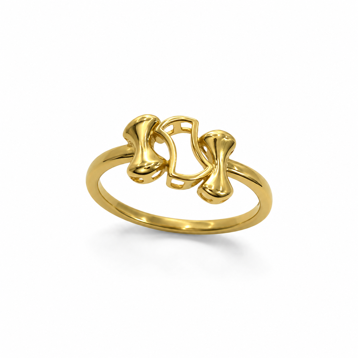 9K Gold Abstract Openwork Statement Ring (Size -13)