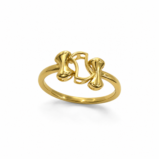 9K Gold Abstract Openwork Statement Ring (Size -13)