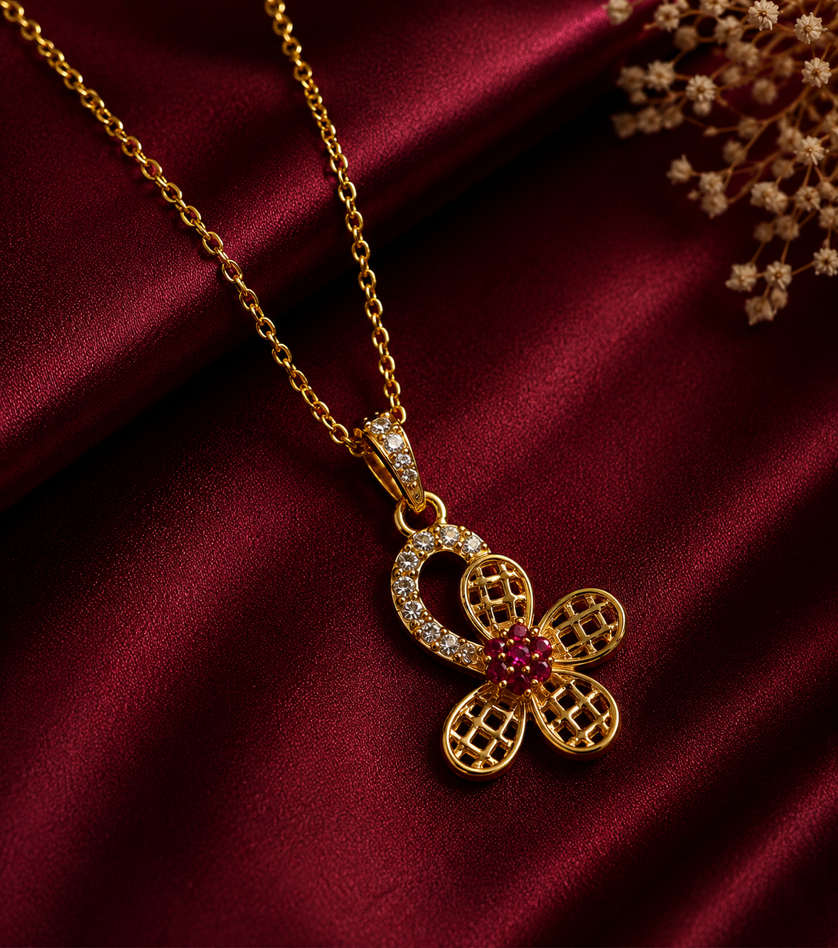 9K Gold Floral Bloom Pendant