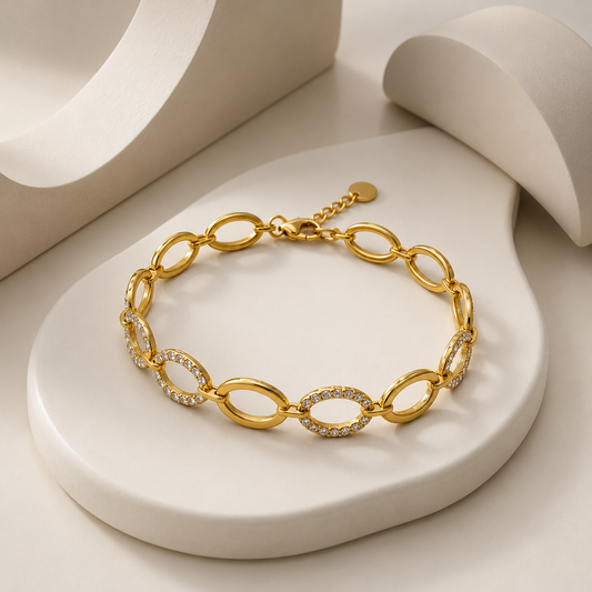 Demi Fine Oval Link Zircon Bracelet