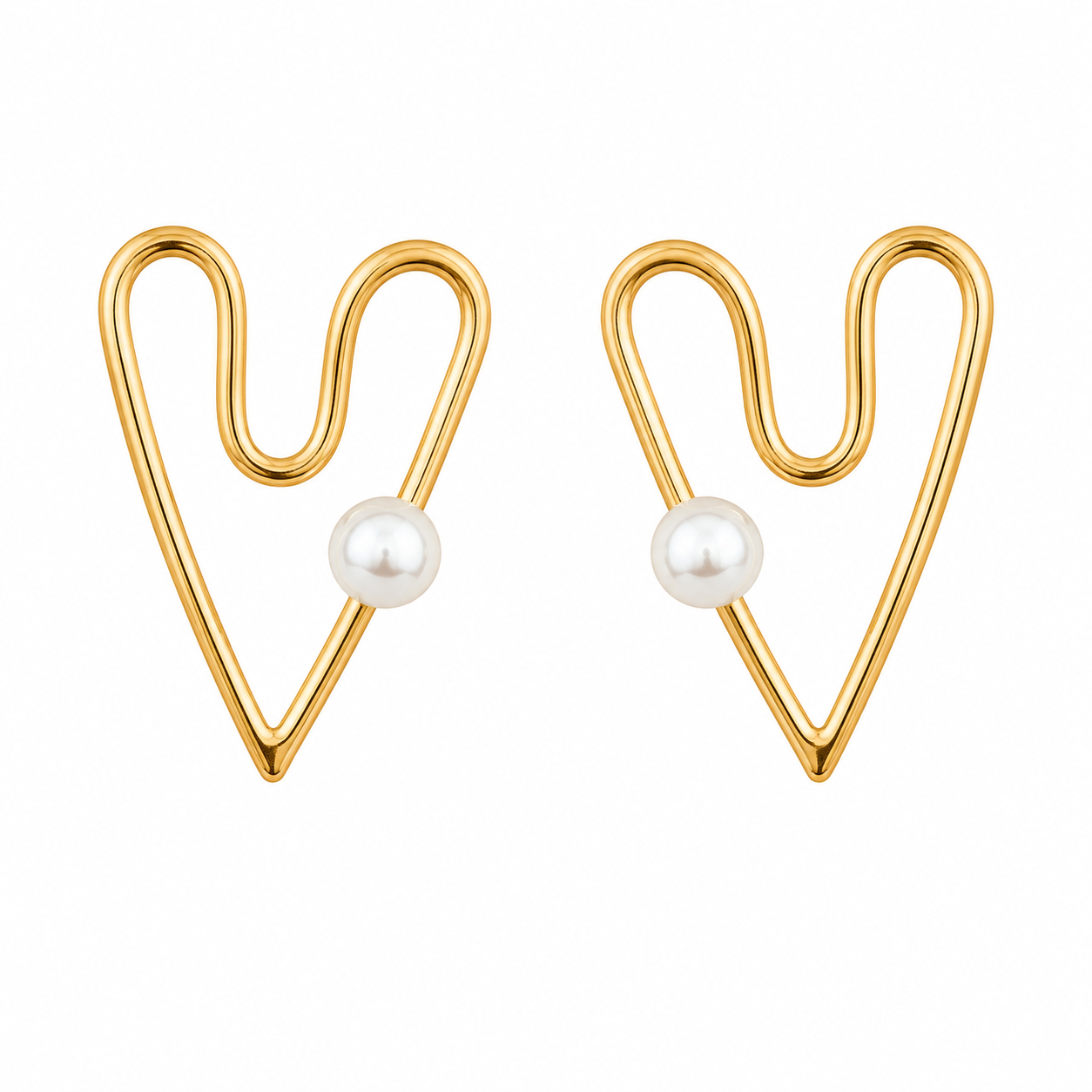 Demi Fine Amour Pearl Heart Outline Earrings