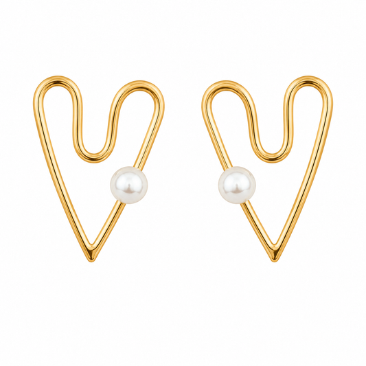Demi Fine Amour Pearl Heart Outline Earrings