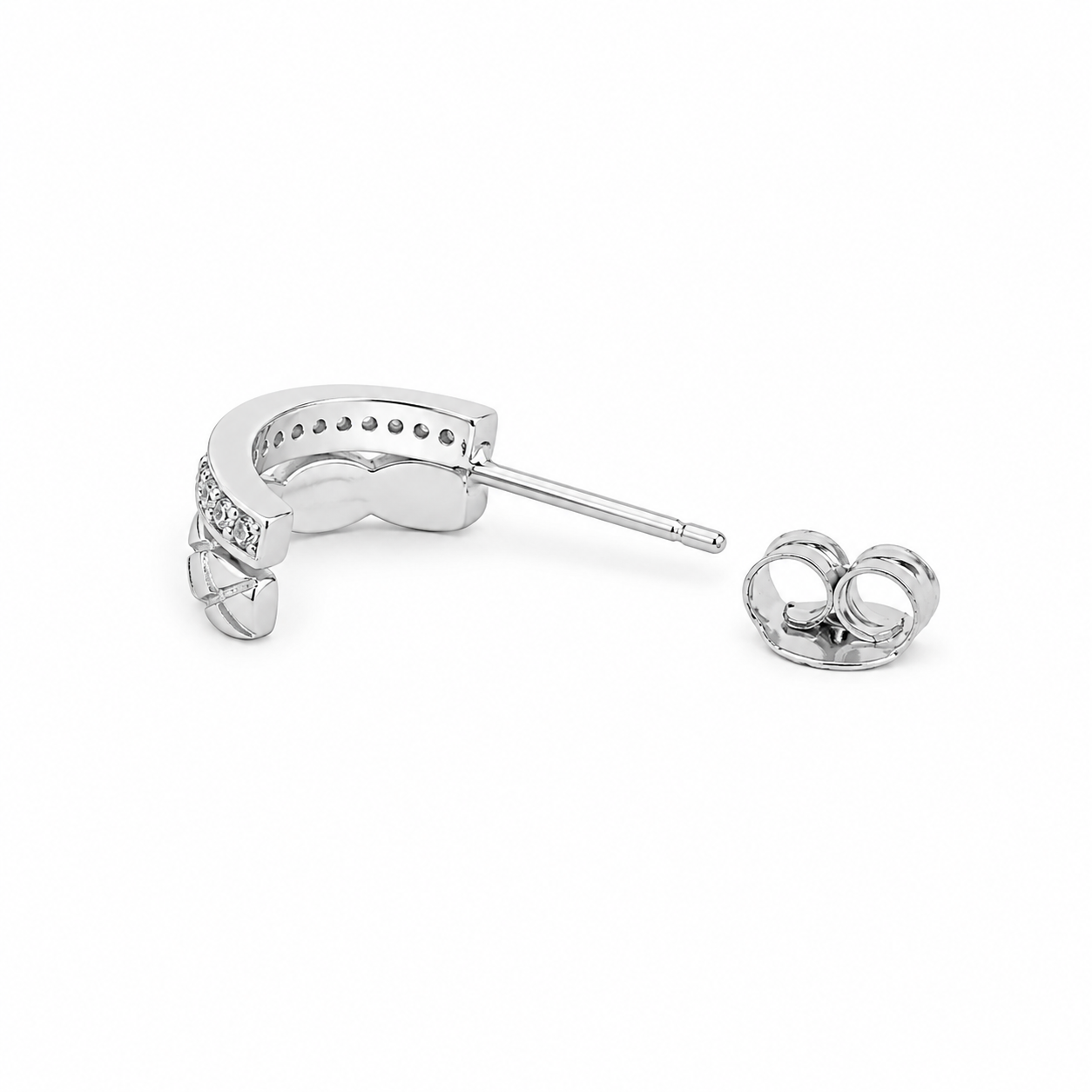 Silver Double Band Sparkle Huggies