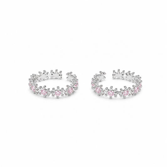 925 Silver Pink Crystal Snowflake Toe Ring